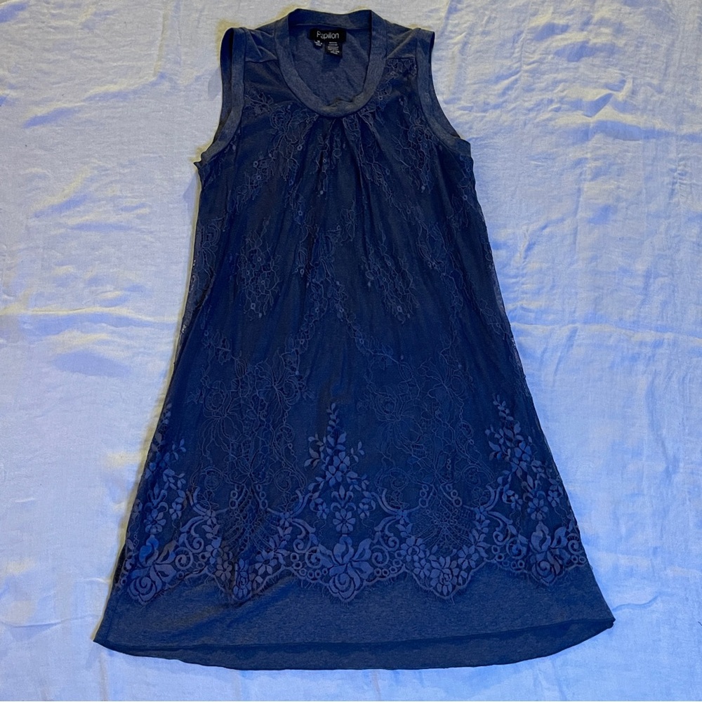 Papillon Blue Lace T-Shirt Dress Medium